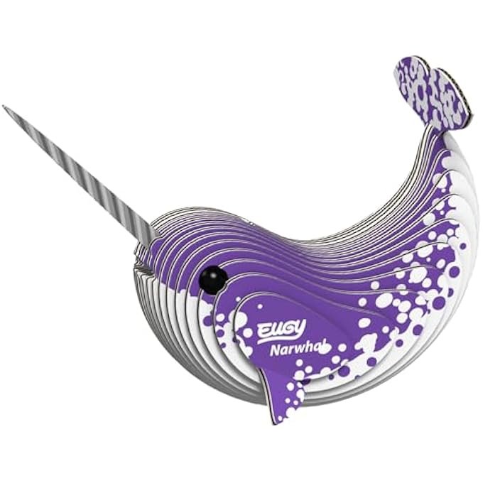 NARWHAL 3D PUZZLE, 23 PIECE ECO-FRIENDLY EDUCATIONAL TOY PUZZLES FOR BOYS, GIRLS & KIDS AGES 6+ - Image 1